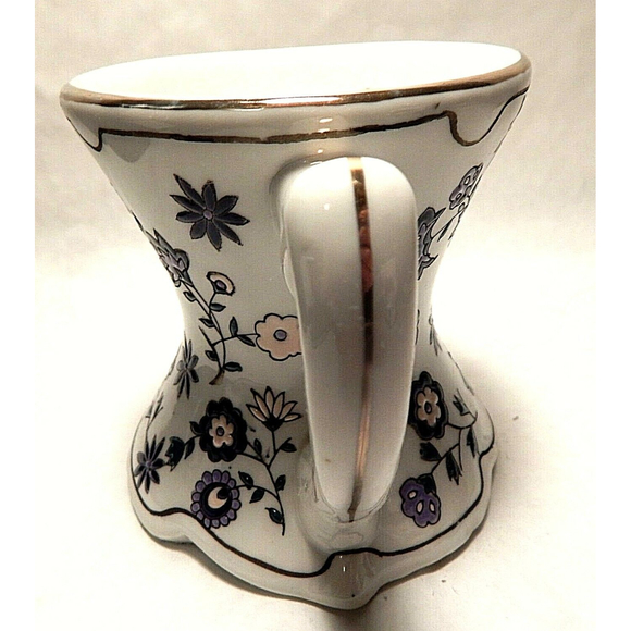 Pottery Shaving Scuttle Mug White with Blue Flowers Unbranded - Picture 5 of 12